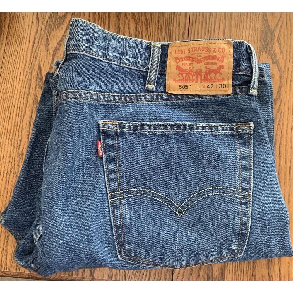 Levis 505 Jeans Mens 42x30* Regular Fit‎ Straight Leg Vintage Denim y2K